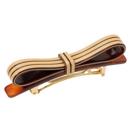 Tan Bow Hair clip with French Barrette Clasp, France Luxe