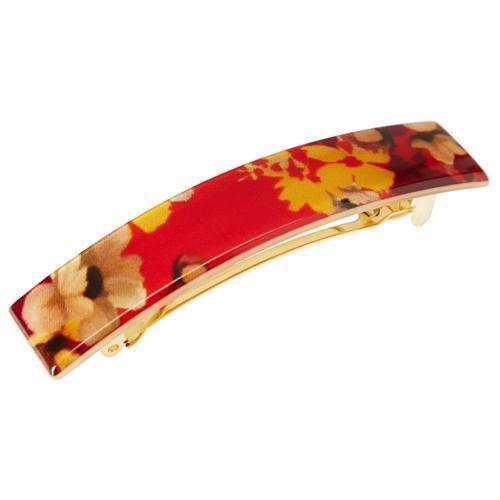 Classic Rectangle Barrette - Dark Grounded Floral