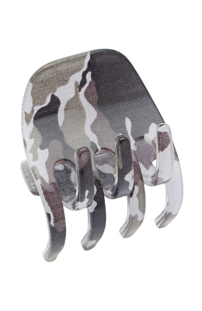 Grey Camo Medium Claw Clip, Gallery Jaw Hair Clip by France Luxe, made in France