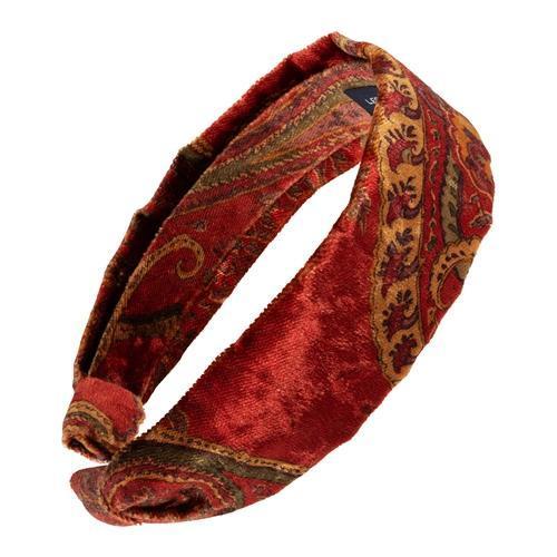 1-1/2" Scarf Headband - Printed Velvet Rust
