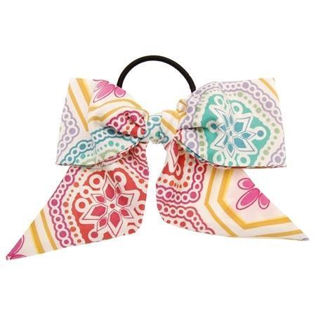 Large Sash Bow Ponytail Holder - Pastel Tiles