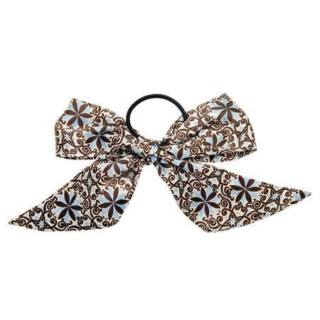 Large Sash Bow Ponytail Holder - Mosaic Flowers