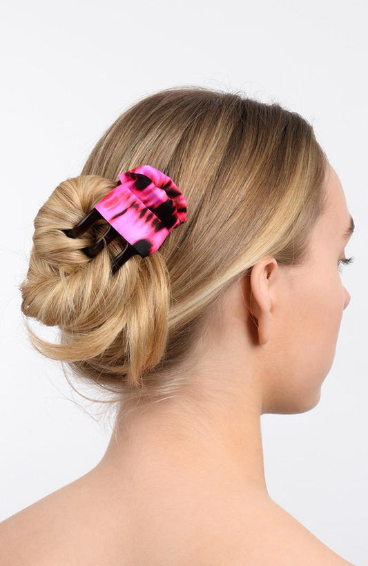 Large hair clip for thick hair, pictured in a loose bun