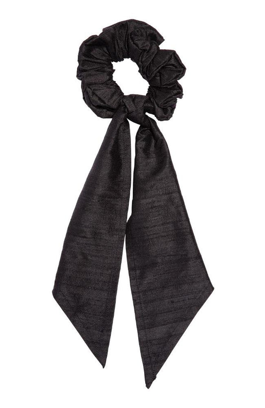L. Erickson USA Kings Road Pony/Scrunchie - Black, Silk Dupioni