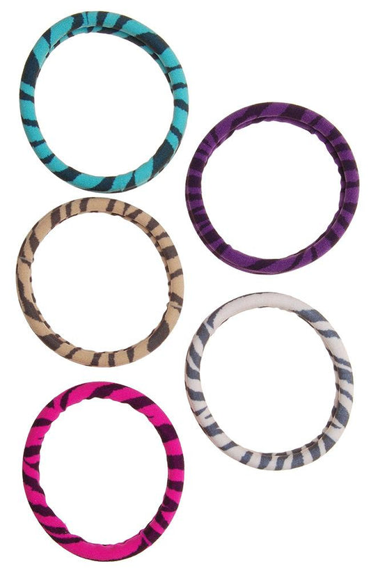 Thick workout hair ties, Sport Ponytail Pack, zebra print, pink, purple, teal, beige, by L. Erickson