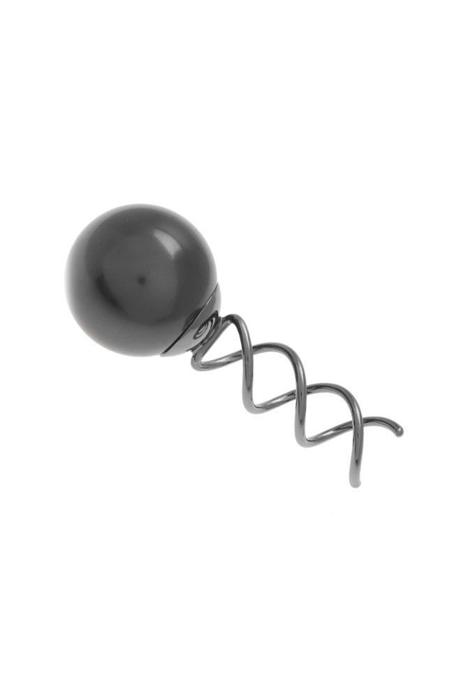 Dark Gray Pearl Hair Ornament with Gunmetal hair screw by L. Erickson