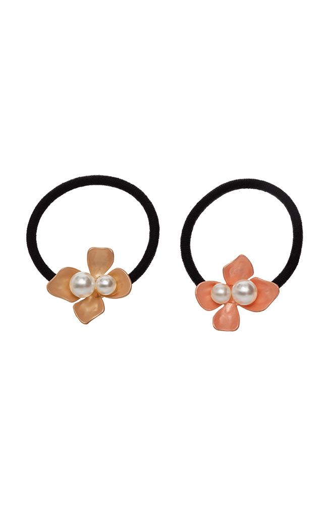 Pearl Flower Ponytail Holder 2-Pack