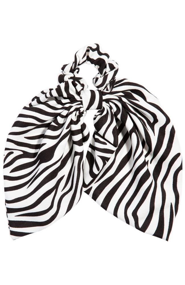 Zebra Scrunchie with Scarf tail, Bow Ponytail holder by L. Erickson