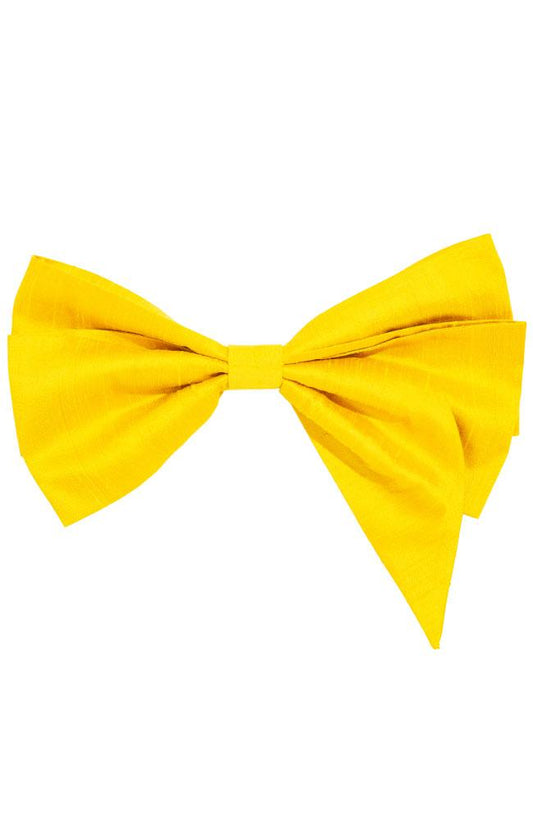 L. Erickson USA Sabrina Bow Barrette - Mustard Yellow, Silk Dupioni