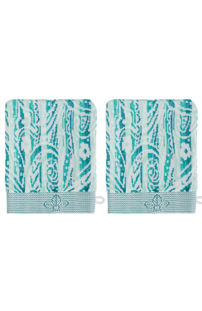Teal Blue Bath Mitts, 2 pack, 100% Cotton, by France Luxe Body