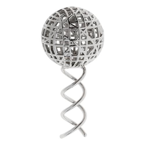 Silver Hair Ornament, woven metal ball and hair screw by L. Erickson