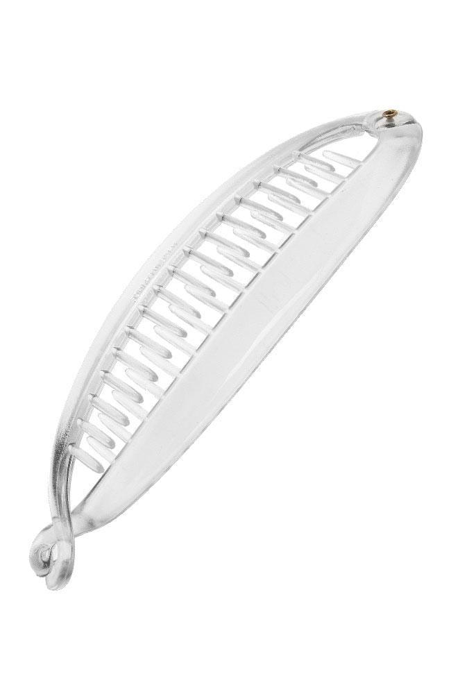 Clear banana hair clip for perky ponytails, France Luxe