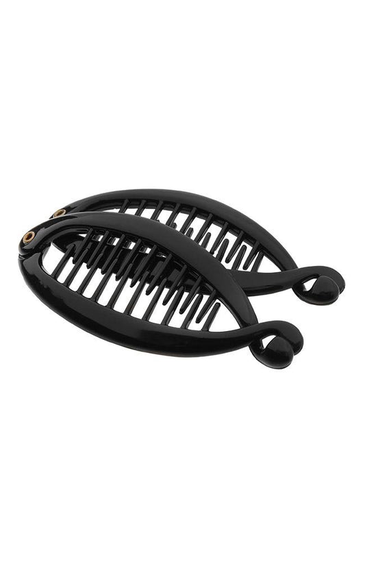 Mini Banana Hair clip pair, black, made in France by France Luxe