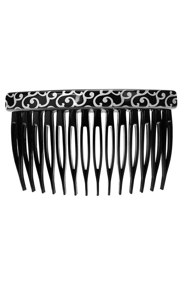 Black and Silver Side Hair Comb, made in France by France Luxe