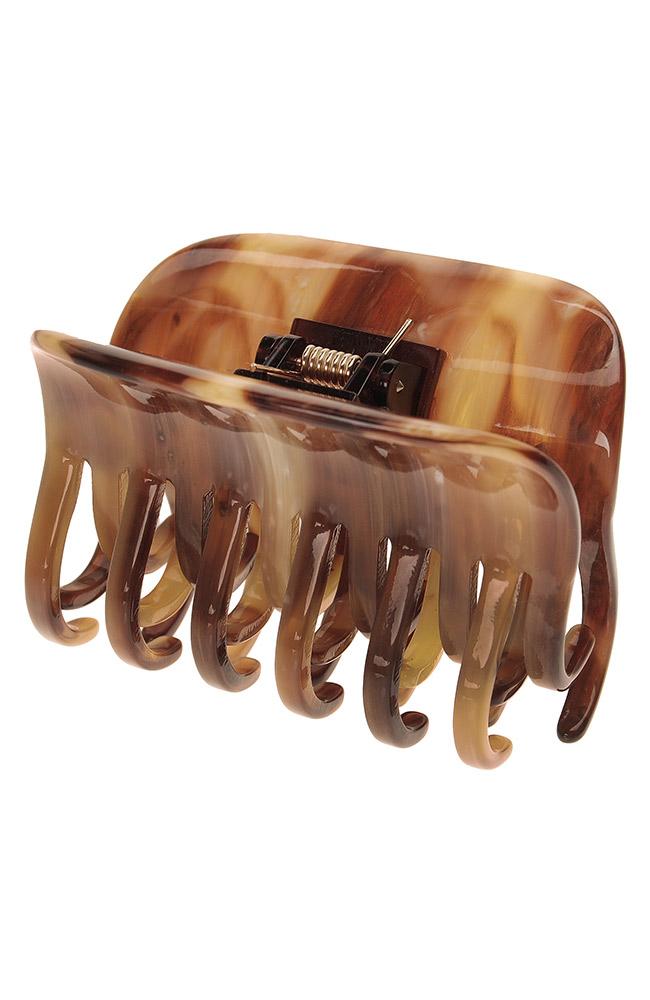 Large Double Tooth Claw Hair Clip, Caramel Horn by France Luxe