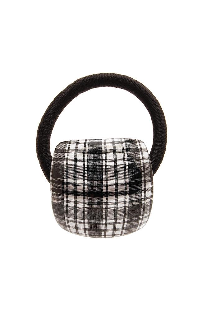 Tartan Plaid Ponytail holder by France Luxe, Black White