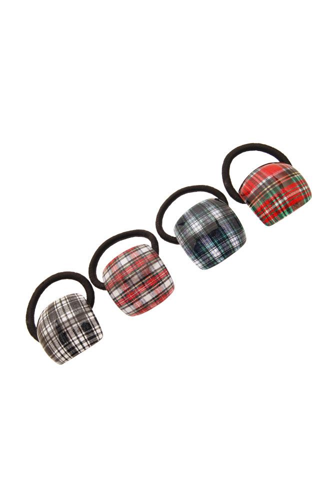 Tartan Plaid Ponytail holders by France Luxe, Red Green Navy White Black