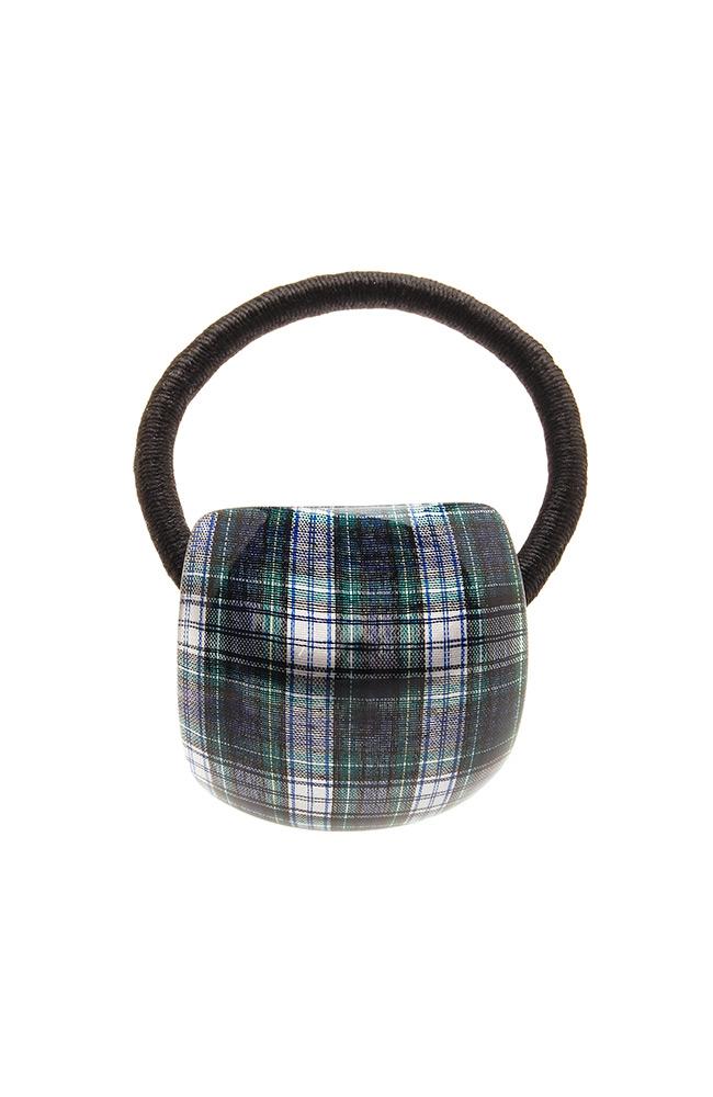 Tartan Plaid Ponytail holder by France Luxe, Navy Green White