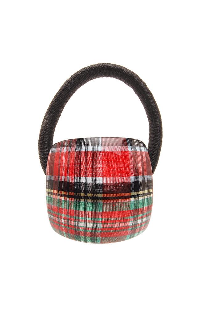 Tartan Plaid Ponytail holder by France Luxe, Red Green White Black