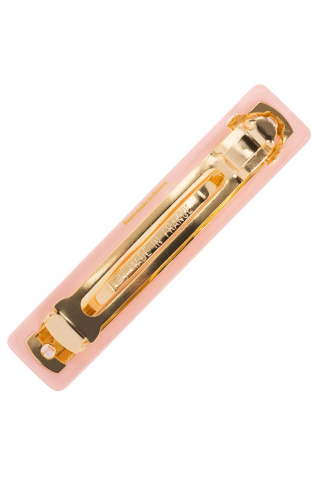 Gold French barrette, pink hair clip