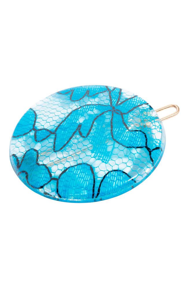 France Luxe Simple Circle Tige Boule Barrette - St. Tropez Lace Blue Hair Clip, Cellulose Acetate