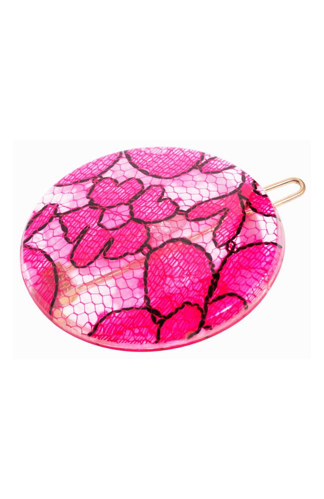 France Luxe Simple Circle Tige Boule Barrette - St. Tropez Lace Pink Hair Clip, Cellulose Acetate