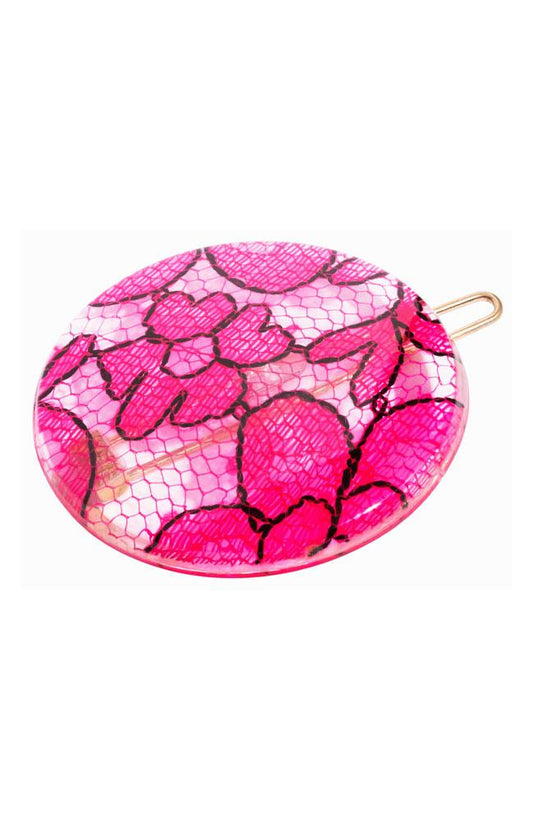 France Luxe Simple Circle Tige Boule Barrette - St. Tropez Lace Pink Hair Clip, Cellulose Acetate