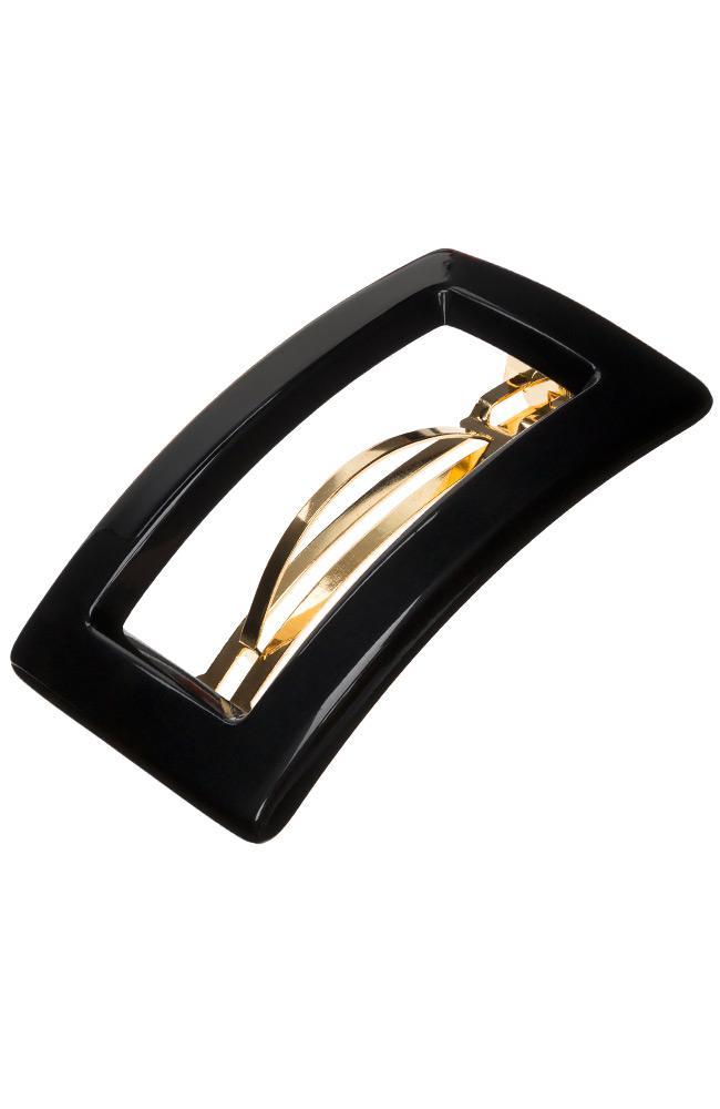 Camille Black Cutout Hair Clip with French Barrette clasp, France Luxe