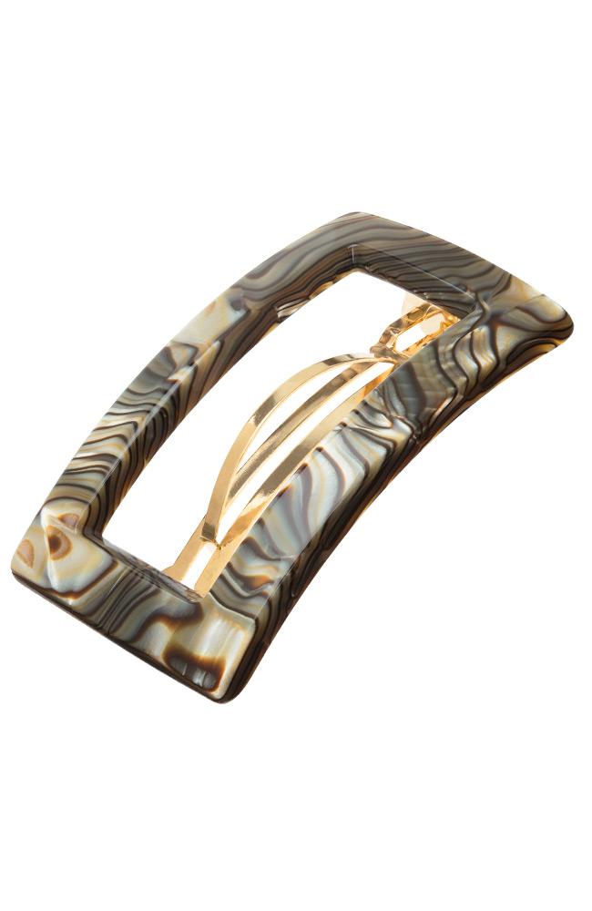Camille Onyx Cutout Hair Clip with French Barrette clasp, France Luxe