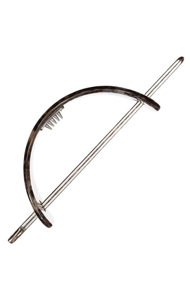 Acetate hair slide side view, with inner teeth to secure hair in place, made by France Luxe