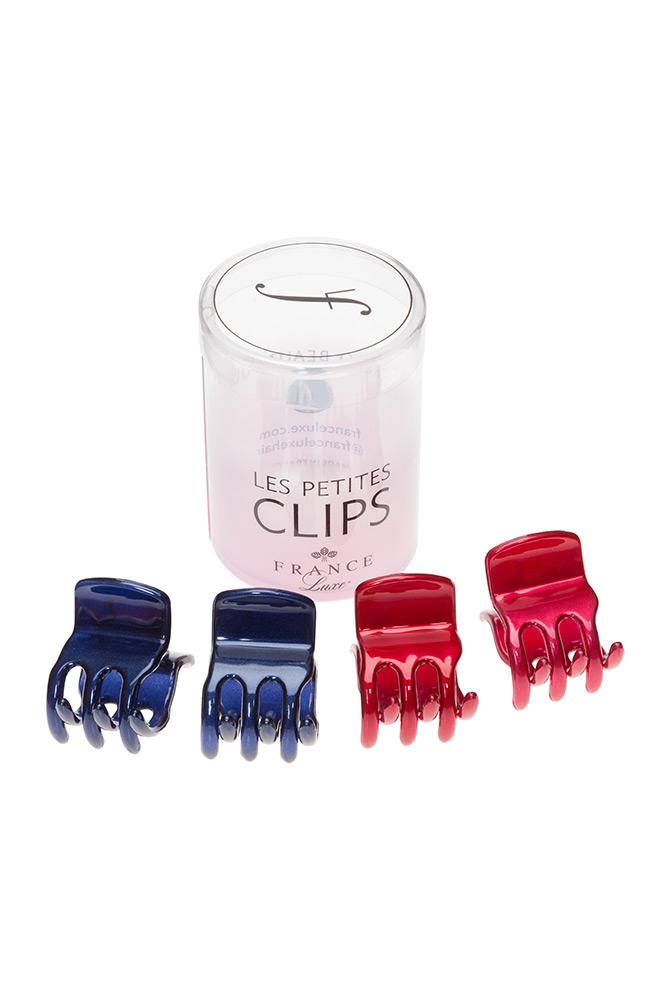 Mini Hair Clip 4 Pack, Blue and Red Les Petite Butterfly Clips by France Luxe