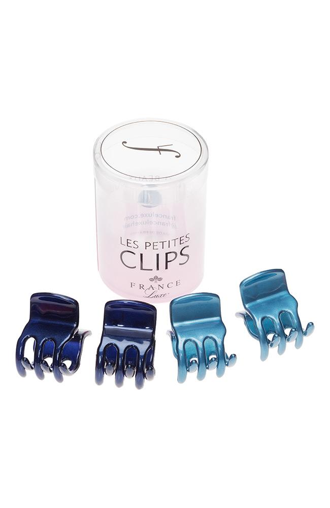 Mini Hair Clip 4 Pack, Navy Blue and Turquoise Les Petite Butterfly Clips by France Luxe