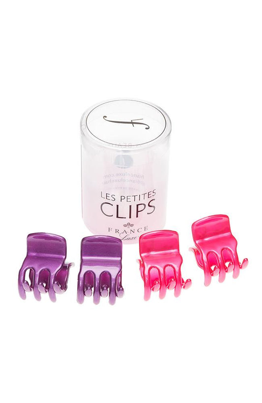 Mini Hair Clip 4 Pack, Pink and Purple Les Petite Clips by France Luxe
