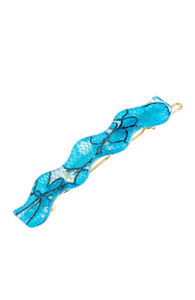 France Luxe Wave Magali Hair Clip - St. Tropez Lace Blue Barrette, Cellulose Acetate
