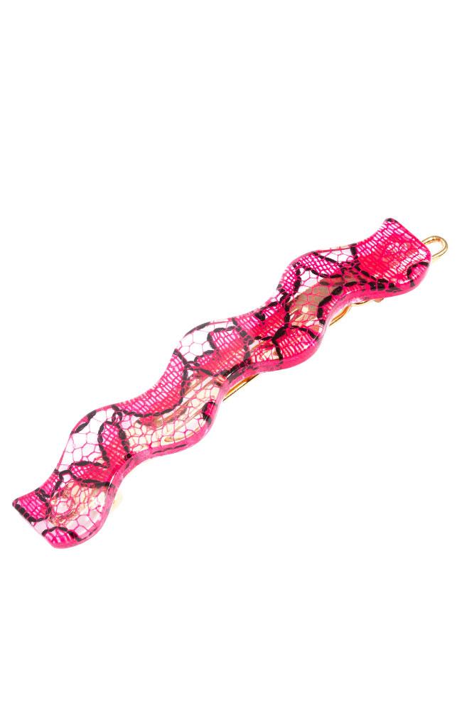 France Luxe Wave Magali Hair Clip - St. Tropez Lace Pink Barrette, Cellulose Acetate