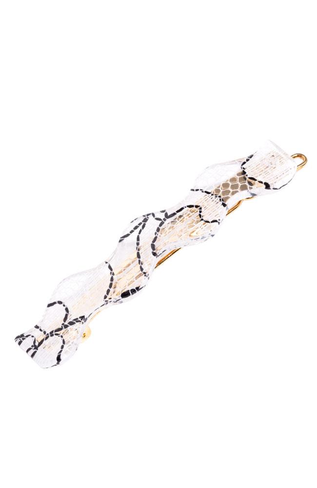 France Luxe Wave Magali Hair Clip - St. Tropez Lace White Barrette, Cellulose Acetate