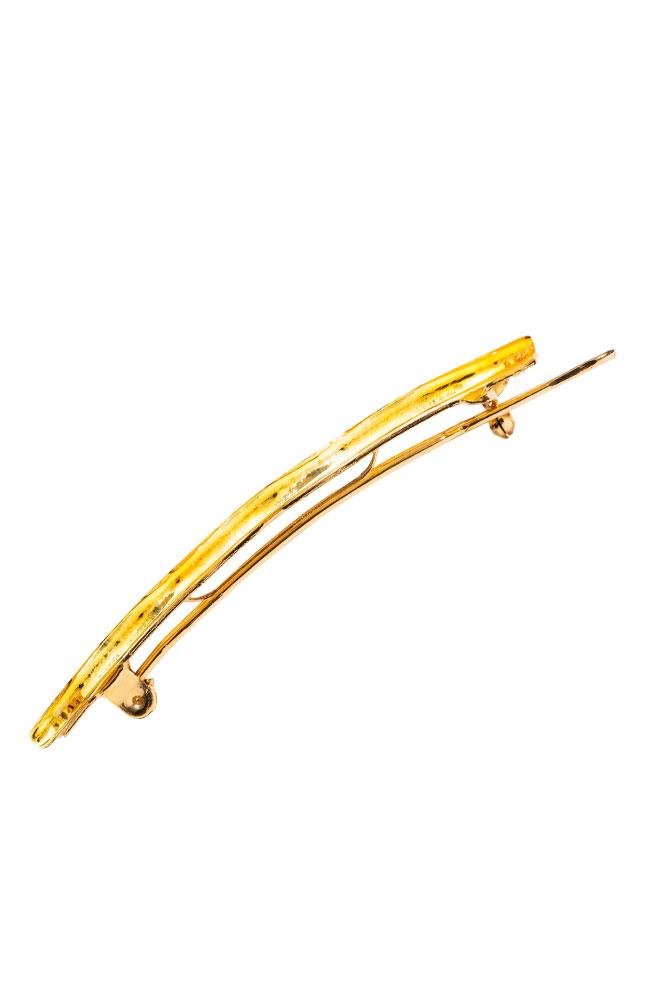 France Luxe Wave Magali Hair Clip - St. Tropez Lace Yellow Barrette, Cellulose Acetate, side view