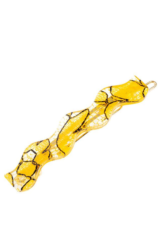 France Luxe Wave Magali Hair Clip - St. Tropez Lace Yellow Barrette, Cellulose Acetate