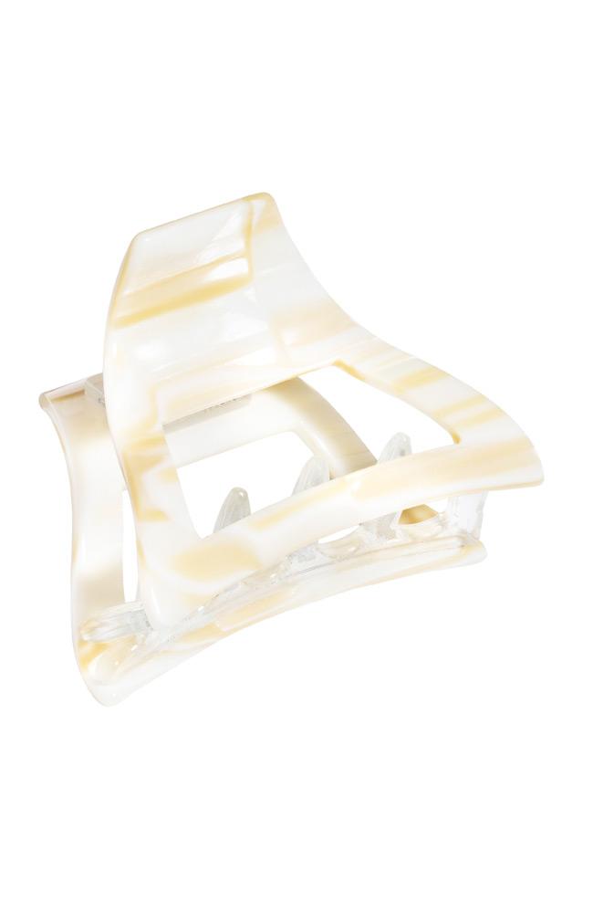 Alba White Claw Hair Clip. Downtown Jaw features squared edges, a strong spring closure and cellulose acetate, by France Luxe