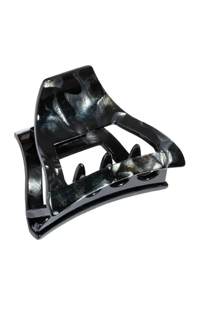 Nacro Black Claw Hair Clip. Downtown Jaw features squared edges, a strong spring closure and cellulose acetate, by France Luxe
