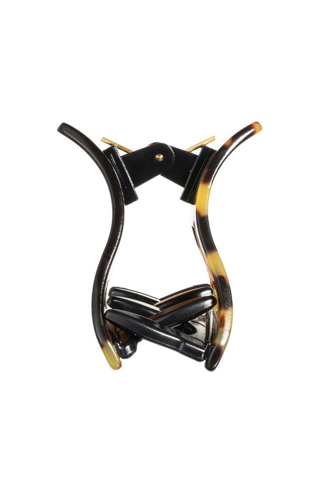 Tokyo Claw Hair Clip. Downtown Jaw features squared edges, a strong spring closure and cellulose acetate, by France Luxe, side view