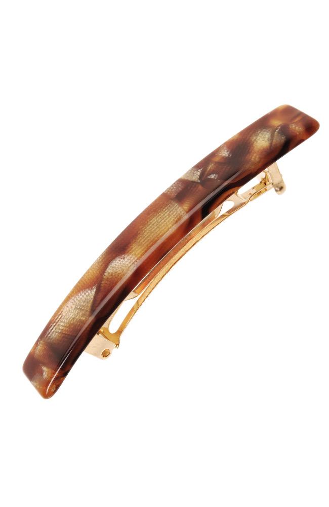 France Luxe Small Luxury Rectangle Barrette, Classic Africa, cellulose acetate and French barrette clasp