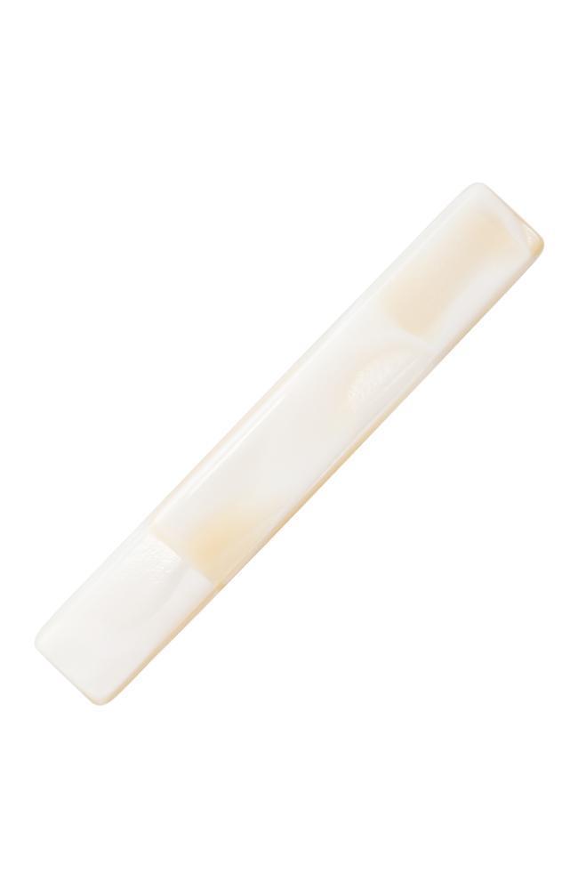 France Luxe Small Luxury Rectangle Barrette, Classic Alba White, cellulose acetate and French barrette clasp
