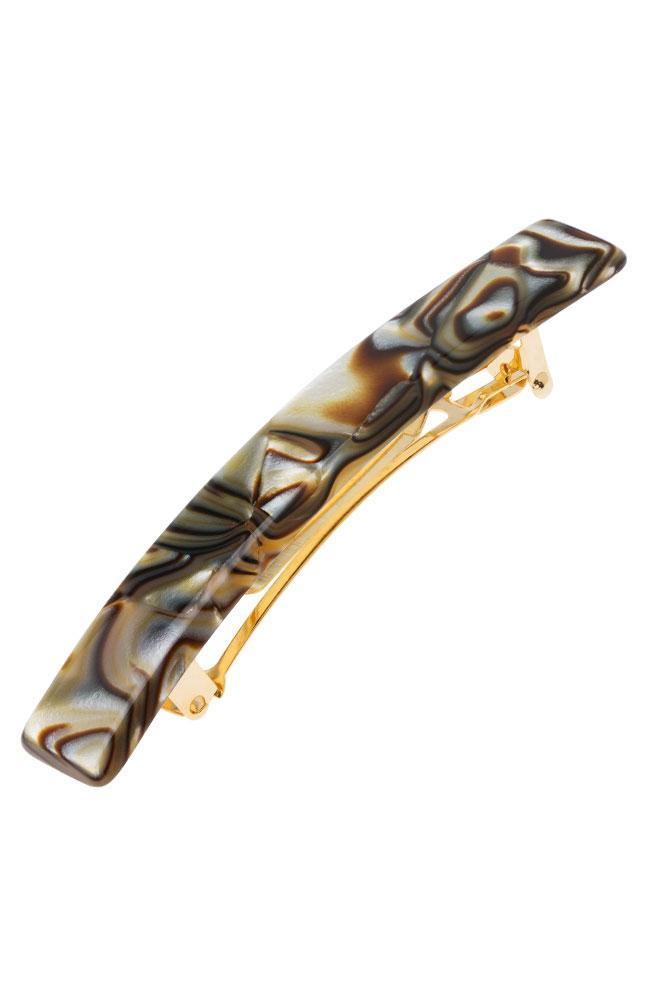 France Luxe Small Luxury Rectangle Barrette, Classic Onyx, cellulose acetate and French barrette clasp