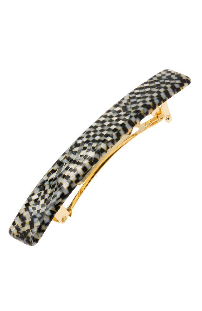 France Luxe Small Luxury Rectangle Barrette, Classic Opera Silver, cellulose acetate and French barrette clasp