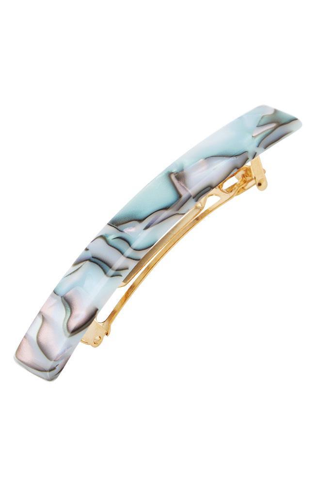 France Luxe Small Luxury Rectangle Barrette, Classic South Sea Blue, cellulose acetate and French barrette clasp