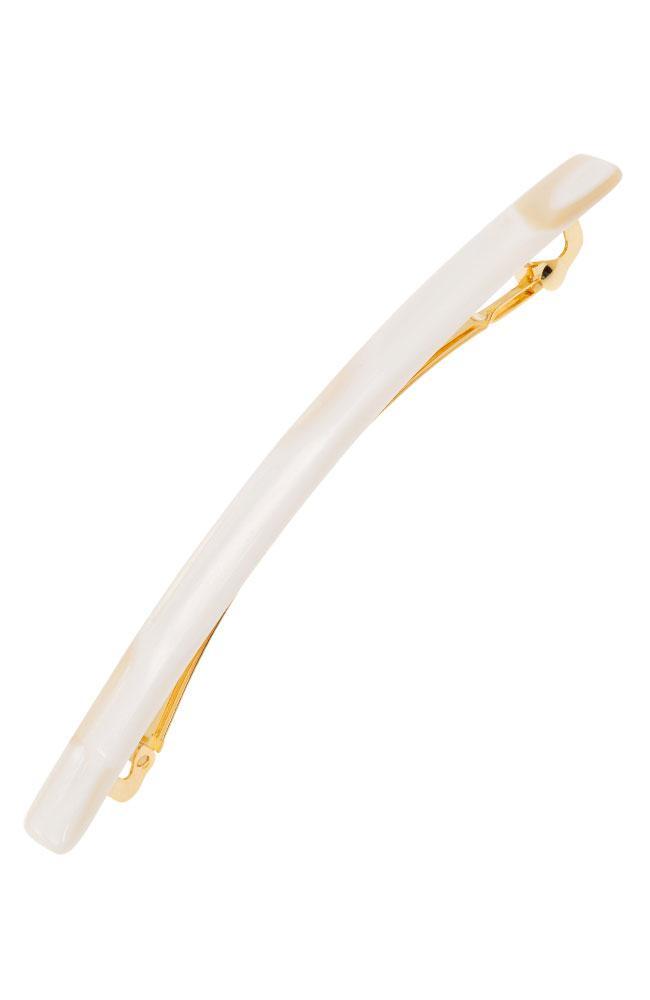 France Luxe Long & Skinny Barrette, Classic Alba White, cellulose acetate and French barrette clasp