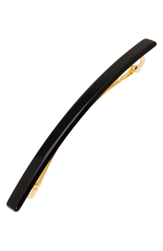 France Luxe Long & Skinny Barrette, Classic Black, cellulose acetate and French barrette clasp
