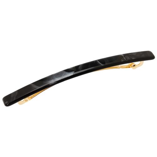 France Luxe Long & Skinny Barrette, Classic Nacro Black, cellulose acetate and French barrette clasp