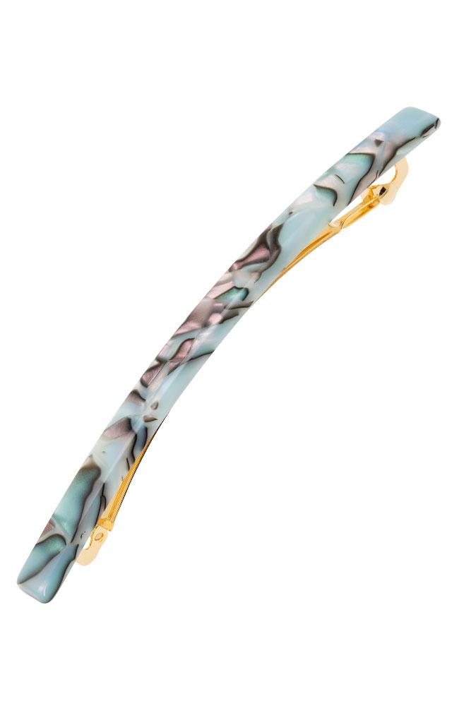 France Luxe Long & Skinny Barrette, Classic South Sea Blue, cellulose acetate and French barrette clasp